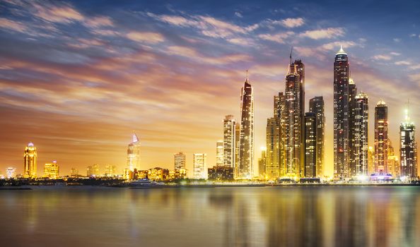 Dubai Marina skyline as seen from Palm Jumeirah