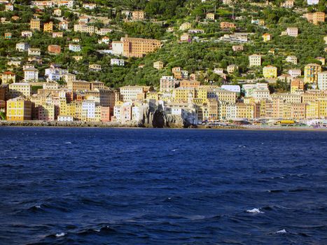 Town on coast of Mediterranean Sea in Italy                               