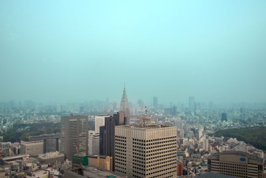 Cityscape of Tokyo, the view from free observator of Tokyo Metroplitan Government building at 45th floor.