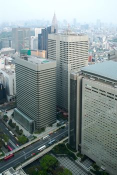 Cityscape of Tokyo, the view from free observator of Tokyo Metroplitan Government building at 45th floor.