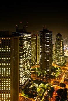 Cityscape of Tokyo, the view from free observator of Tokyo Metroplitan Government building at 45th floor.