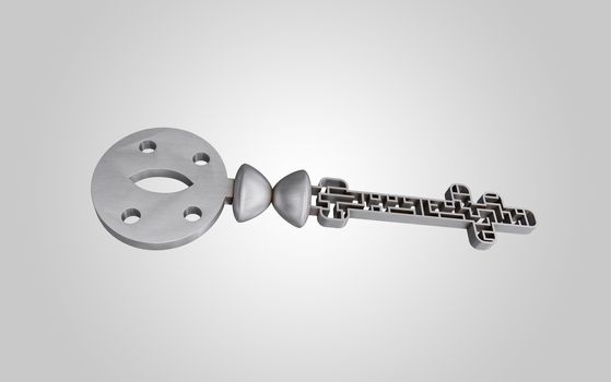 The key is a maze, on a gray gradient background, concept