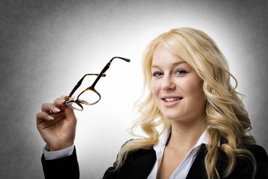 Blond business woman with glasses