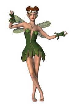 3D digital render of a spring fairy isolated on white background