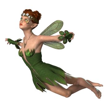 3D digital render of a spring fairy isolated on white background