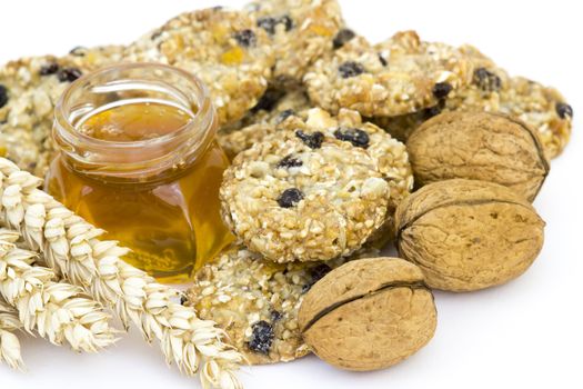 cereal cookies, muesli, honey and nuts