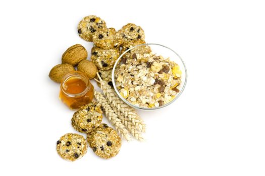 cereal cookies, muesli, honey and nuts
