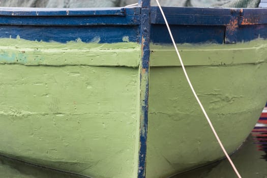 Small traditional fishing boat, made of wood, coloured, painted, Sicily