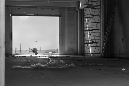 View of a warehouse under construction.