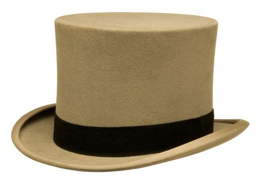 Vintage gray top hat against white background
