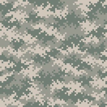 Military gray-green camouflage pixel pattern seamlessly tileable