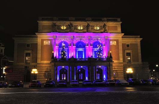 Stockholm, Sweden - December 7, 2013: Night at the Royal Swedish Opera in Stockholm