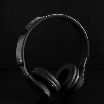 Headphones isolated on black.