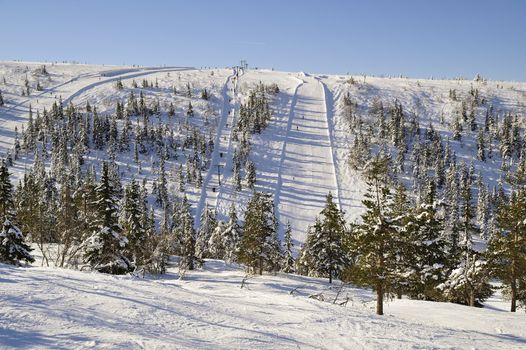 Winter scenery of Tandadalen in Sweden.