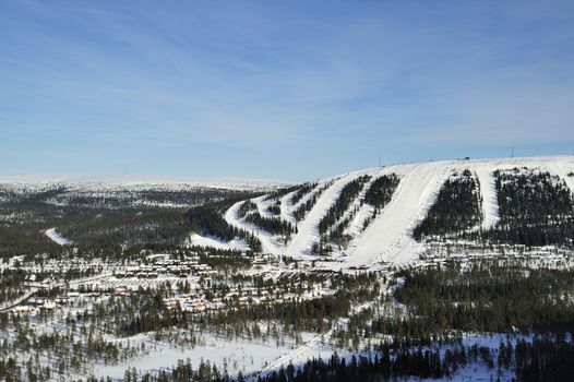 Winter scenery of Tandadalen in Sweden.