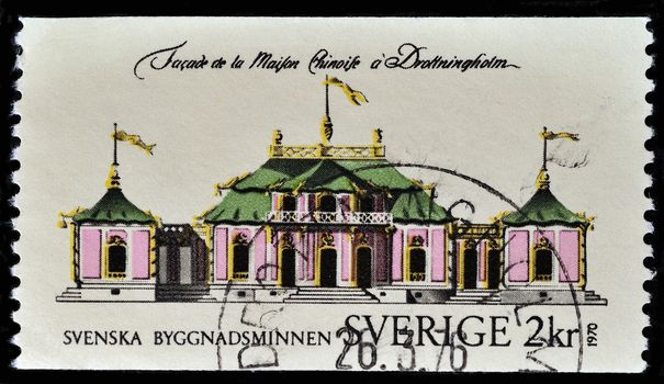 SWEDEN - CIRCA 1970: stamp printed by Sweden, shows China Palace Drottningholm Park, circa 1970