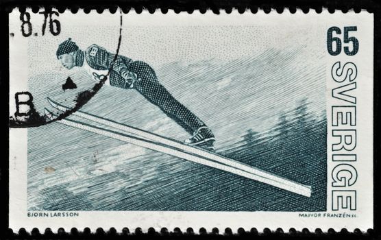 SWEDEN - CIRCA 1974: stamp printed by Sweden, shows Ski Jump, circa 1974