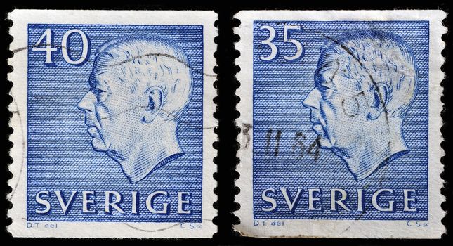 SWEDEN - CIRCA 1961: stamp printed by Sweden, shows King of Sweden Gustaf VI Adolf, circa 1961.