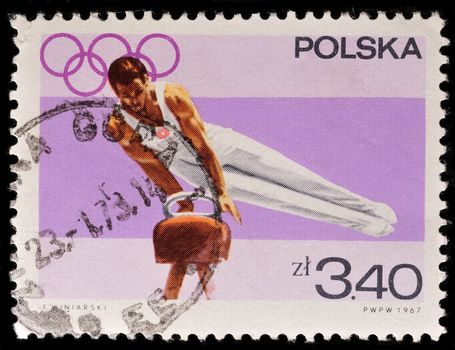 POLAND - CIRCA 1972: a stamp printed in the Poland shows gymnastic, circa 1972
