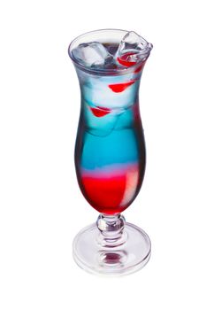 Patriotic layered alcoholic cocktail in hurricane glass