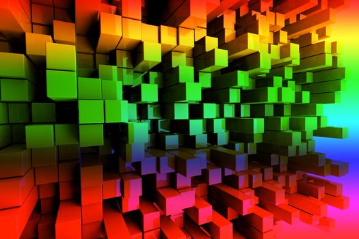 3D Colorful Blocks Abstract Background