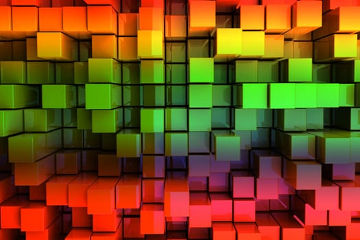 3D Colorful Blocks Abstract Background.