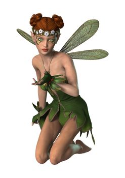 3D digital render of a spring fairy isolated on white background