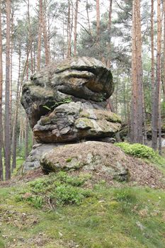 Bizarre sandstone rock formation in the forest