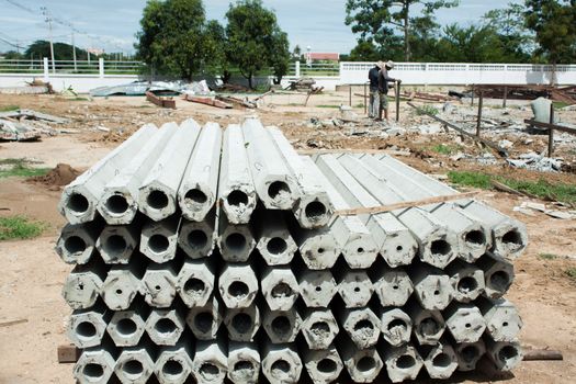 pile of hexagon concrete foundation piles