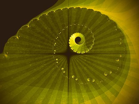 Digital computer graphic - abstraction background with a fractal spiral in a yellow colors for design.