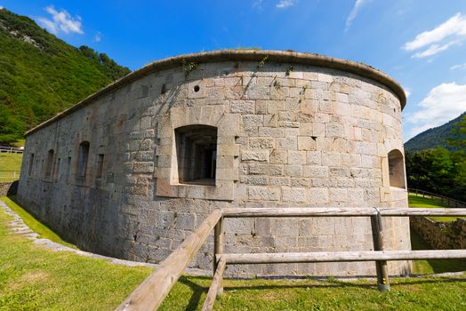 Fort Larino (1860) in Lardaro, Trentino, Italy. Austro Hungarian fortress of first world war built in Chiese Valley