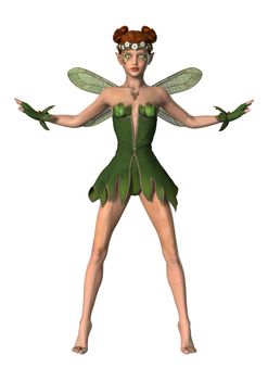 3D digital render of a spring fairy isolated on white background