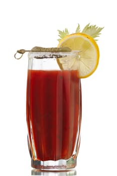 Bloody Mary alcoholic cocktail isolated on white