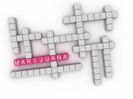 3d image Marijuana word cloud concept