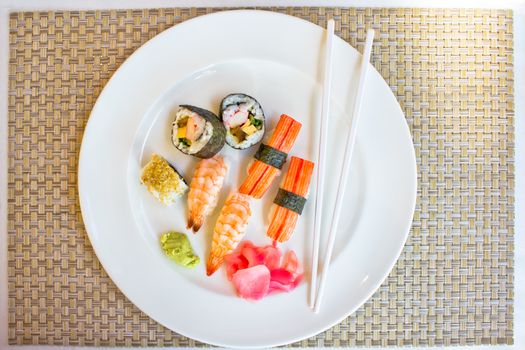 sushi set in white plate