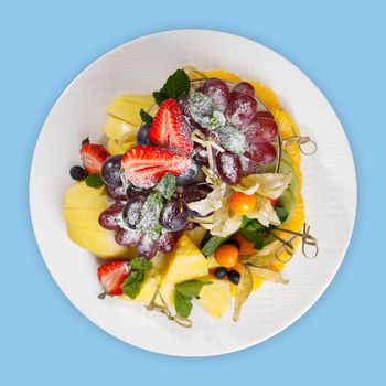 Elegant and rich fruit platter. Sweet food