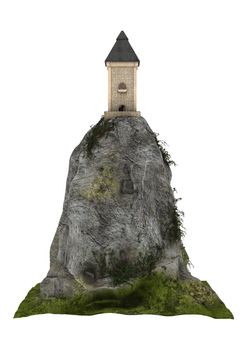 3D digital render of a fairytale tower isolated on white background
