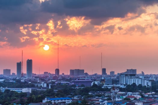 Sunset over Bangkok City