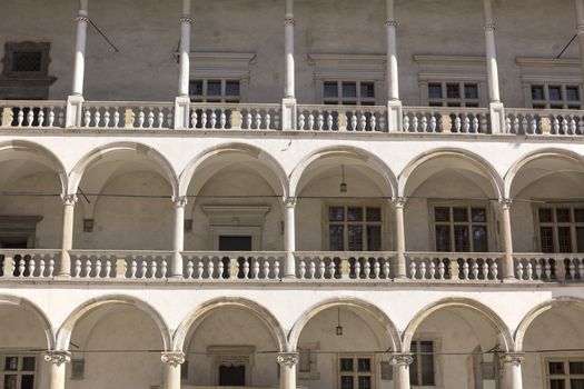 arcaded courtyard of Royal Castle Wawel in Cracow in Poland