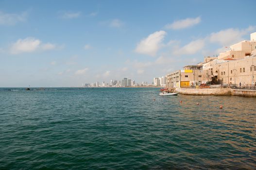 View of the Tel Aviv from Old Jaffa Port .