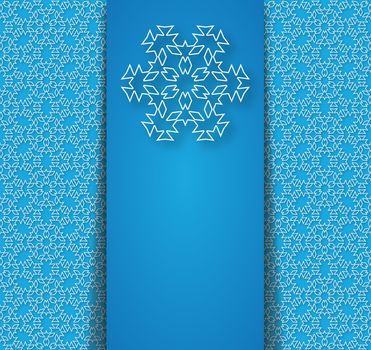 Blue background with abstract snowflakes and place for your text