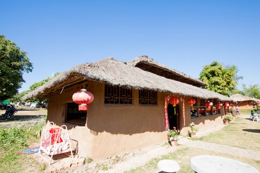 Chinese style village among the nature of mountain and river in Pai city, Maehongson, Thailand