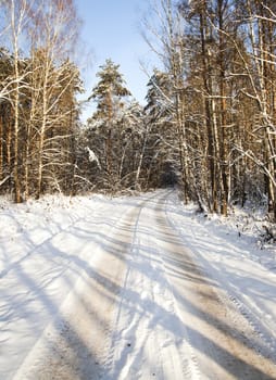 the winter road -  covered with snow