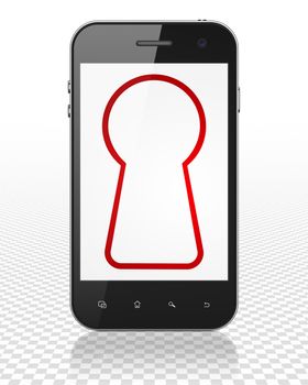Data concept: black Smartphone with red Keyhole icon on display