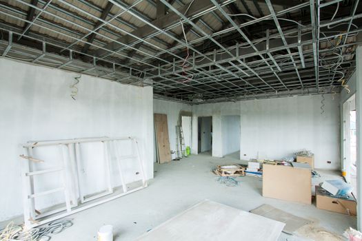 Interior of a room under construction