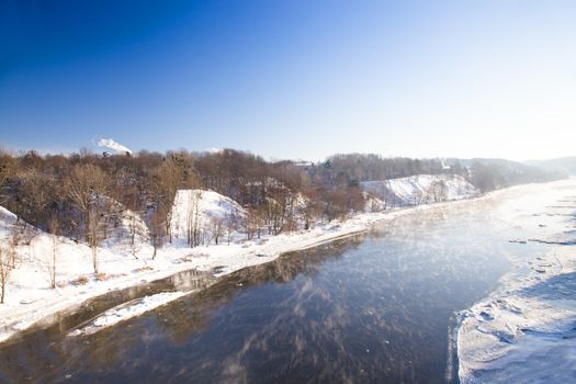 The river Neman, photographed in a winter season