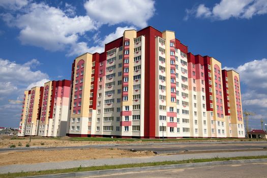   the new multystoried apartment house constructed in the new area. Belarus