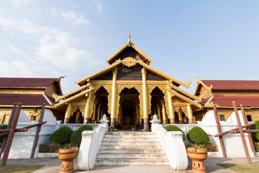 thai palace temple in burma style at Surasri Camp, Kanchanaburi, Thailand