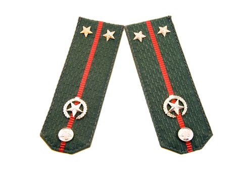 the shoulder straps of the military of the Belarusian army isolated on a white background, the lieutenant