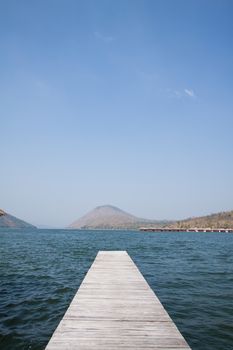 Wooden bridge on water